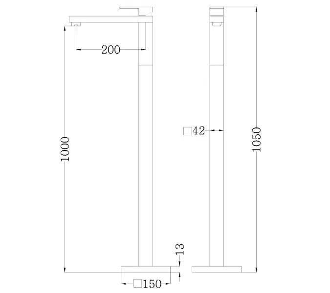Смеситель ABBER Daheim AF8241B напольный для раковины, черный матовый, Выбрать цвет: Черный матовый, изображение 3