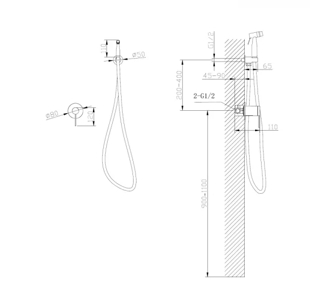 Смеситель ABBER Emotion AF8825G с гигиеническим душем, золото матовое, Выбрать цвет: Золото матовое, изображение 2