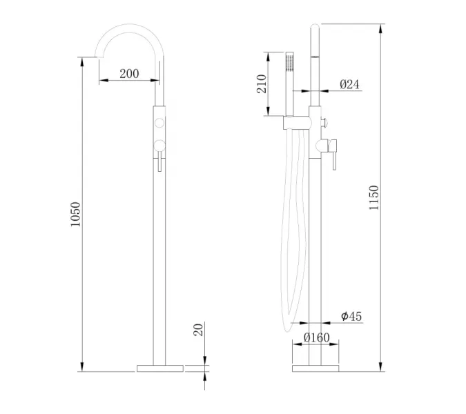 Смеситель ABBER Wasser Kreis AF8115RG напольный для ванны, розовое золото, Выбрать цвет: Розовое золото, изображение 3