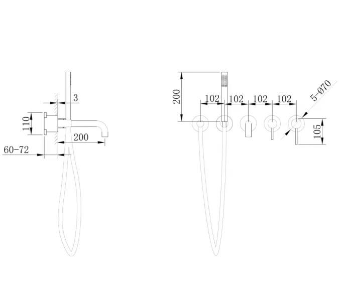 Смеситель ABBER Wasser Kreis AF8130MRG для ванны скрытого монтажа, розовое золото матовое, Выбрать цвет: розовое золото матовое, изображение 2