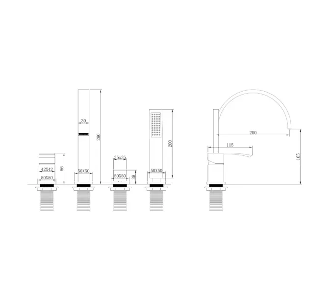 Смеситель ABBER Wasserfall AF8613B на борт ванны, черный матовый, Выбрать цвет: Черный, изображение 3