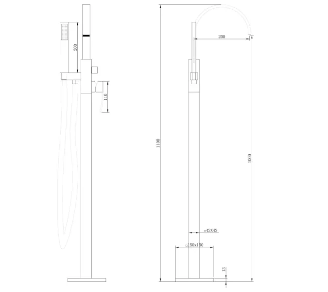 Смеситель ABBER Wasserfall AF8615B напольный, черный матовый, Выбрать цвет: Черный матовый, изображение 3