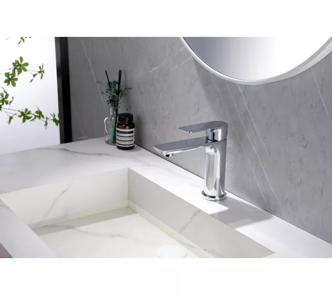 Смеситель ABBER Weiss Insel AF8010 для раковины, хром/белый/черный, Выбрать цвет: Хром, изображение 3