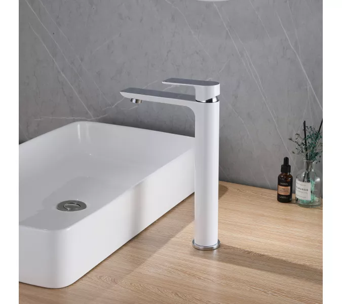 Смеситель ABBER Weiss Insel AF8011W для раковины, Выбрать цвет: Белый / Хром, изображение 3