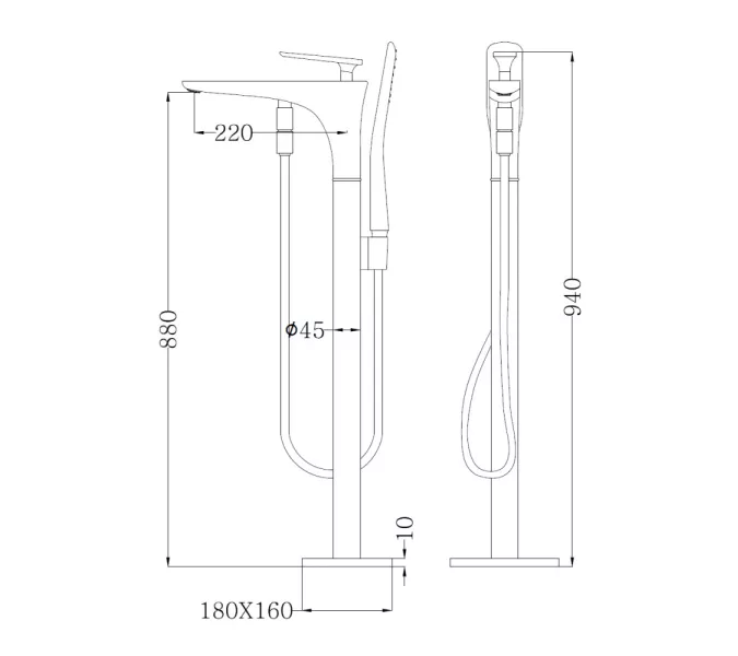 Смеситель ABBER Zeitlos AF8915W напольный для ванны, белый-хром, изображение 3
