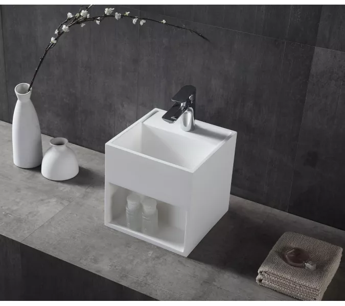 Тумба с раковиной ABBER Stein AS2639 подвесная, белая, изображение 2