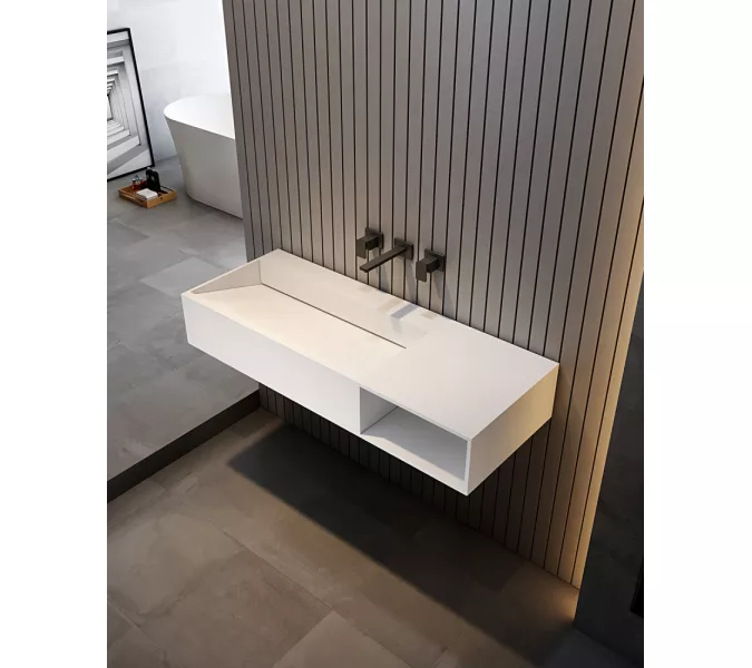 Тумба с раковиной ABBER Stein AS2640 подвесная L/R, Выбрать размер: 20*100, Ориентация: правая, изображение 2