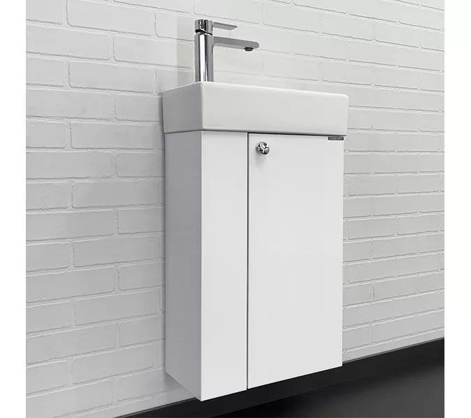 Тумба-умывальник Comforty Асти-40 белый глянец с раковиной Comforty 9140, Высота (мм): 700, Выбрать цвет: Белый