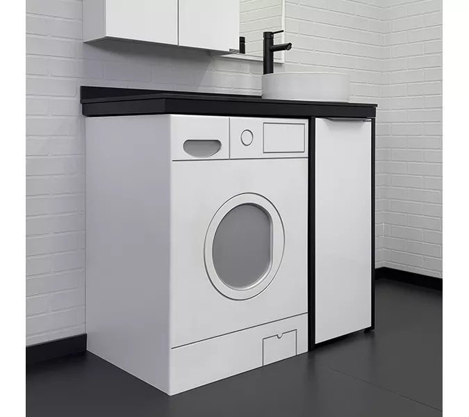 Набор мебели под стиральную машину Comforty Лозанна-100 со столешницей Калакатта Блэк с раковиной 9111
