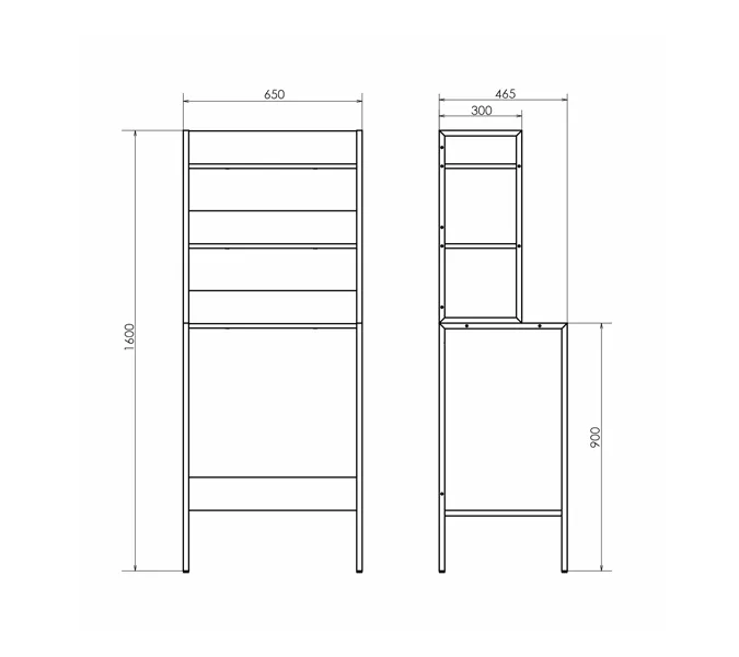 Стеллаж для стиральной машины Comforty бетон светлый, Высота (мм): 1600, Выбрать цвет: Бетон светлый, изображение 2