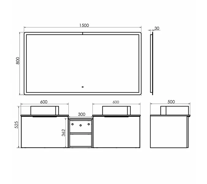 Набор мебели Comforty Портленд-150 дуб шоколадно-коричневый со столешницей под мрамор Калакатта Блэк c раковинами Comforty 9110, изображение 2
