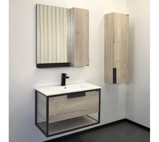 Зеркало-шкаф Comforty Бонн  75/90 дуб дымчатый, Выбрать размер: 75, изображение 2