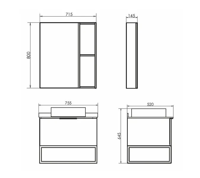 Зеркало-шкаф Comforty Порто дуб темно-коричневый, Выбрать цвет: Дуб темно-коричневый, Выбрать размер: 75, изображение 3