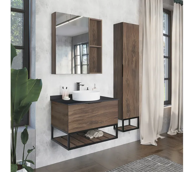 Зеркало-шкаф Comforty Порто дуб темно-коричневый, Выбрать цвет: Дуб темно-коричневый, Выбрать размер: 75, изображение 2