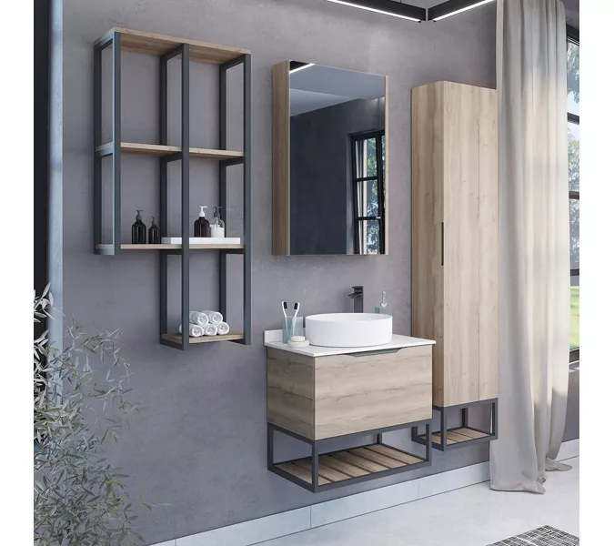 Зеркало-шкаф Comforty Порто  дуб дымчатый, Выбрать цвет: Дуб дымчатый, Выбрать размер: 50, изображение 2