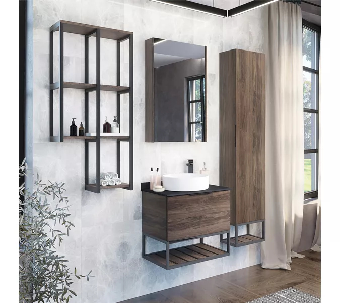 Зеркало-шкаф Comforty Порто дуб темно-коричневый, Выбрать цвет: Дуб темно-коричневый, Выбрать размер: 50, изображение 2