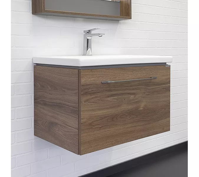 Тумба-умывальник Comforty Томари-70 дуб тёмно-коричневый с раковиной Como 70