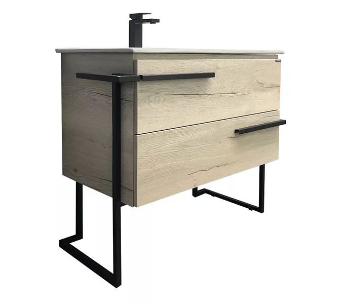 Тумба-умывальник Comforty "Дюссельдорф-90"  дуб дымчатый с раковиной Comforty 9090EL