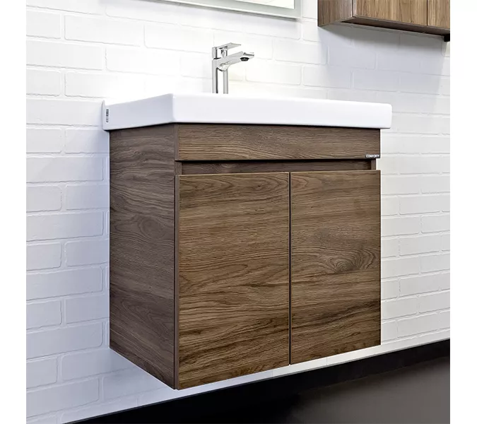 COMFORTY. Тумба-умывальник "Осло-60" дуб тёмно-коричневый с раковиной Fest 60