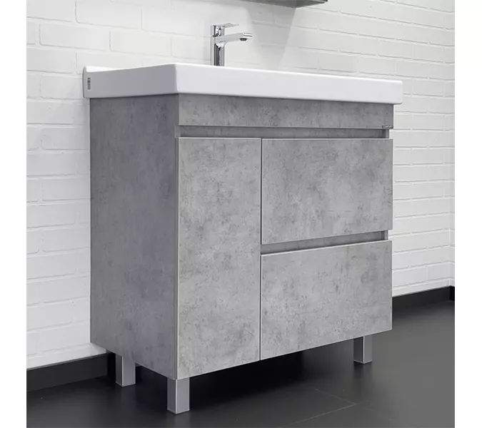 COMFORTY. Тумба-умывальник "Осло-80Н" бетон светлый с раковиной Fest 80