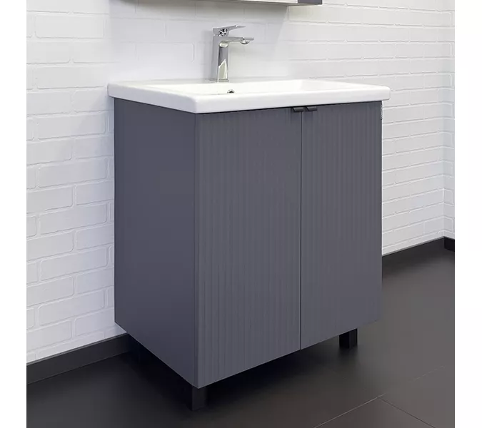 Тумба-умывальник Comforty Лима-70 антрацит с раковиной Como 70