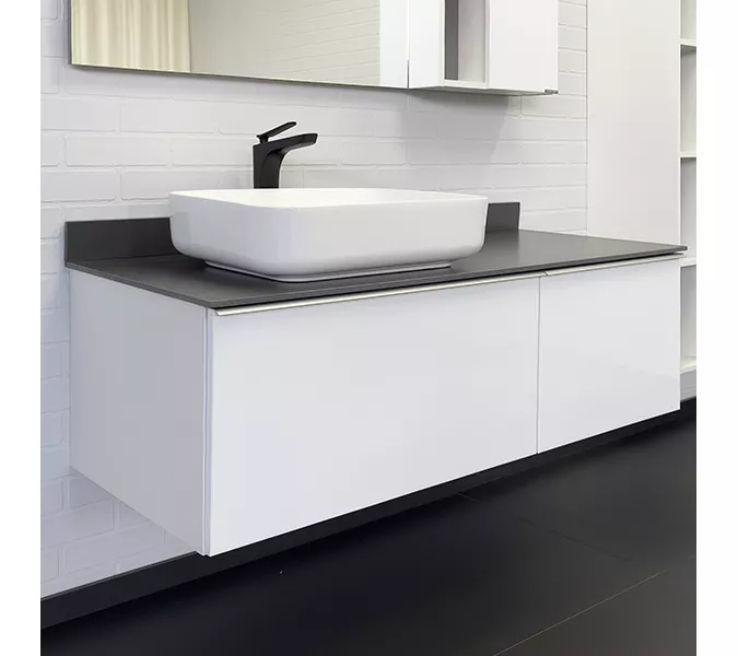 Тумба-умывальник Comforty Милан-120 белая с графитовой столешницей с раковиной Comforty T-Y9378, Внешний вид: столешница графит, Комплектация: раковина Comforty T-Y9378