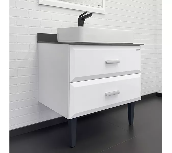 Тумба-умывальник Comforty Империя-80 белая с графитовой столешницей c раковиной Comforty 78189