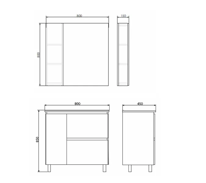 COMFORTY. Тумба-умывальник "Осло-80Н" бетон светлый с раковиной Fest 80, изображение 3