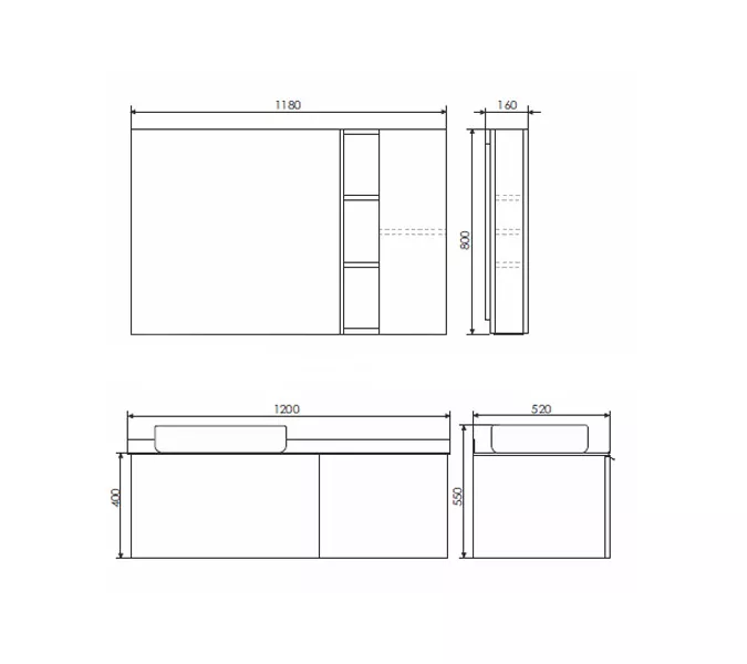 Тумба-умывальник Comforty Милан-120 белая с графитовой столешницей с раковиной Comforty T-Y9378, Внешний вид: столешница графит, Комплектация: раковина Comforty T-Y9378, изображение 2