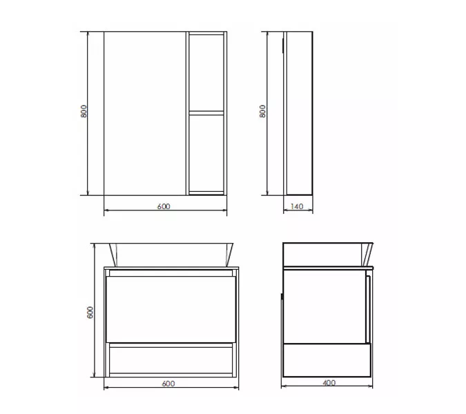 Тумба-умывальник Comforty Прага-60 дуб белый с графитовой столешницей с раковиной Comforty 9055RA-50, Внешний вид: столешница графит, Высота (мм): 645, Выбрать цвет: Дуб белый, Выбрать размер: 60, Комплектация: раковина Comforty 9055RA-50, изображение 2