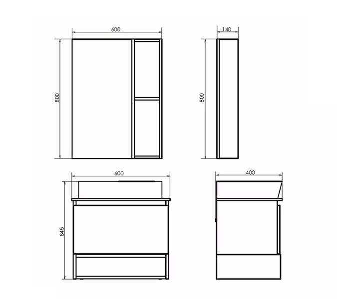 Тумба-умывальник Comforty Прага-60 дуб белый с графитовой столешницей с раковиной Comforty PZ-6068, Внешний вид: столешница графит, Высота (мм): 635, Выбрать цвет: Дуб белый, Выбрать размер: 60, Комплектация: раковина Comforty PZ-6068, изображение 3
