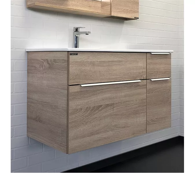 Тумба-умывальник Comforty Варна-90 дуб сонома с раковиной Comforty 9090EL