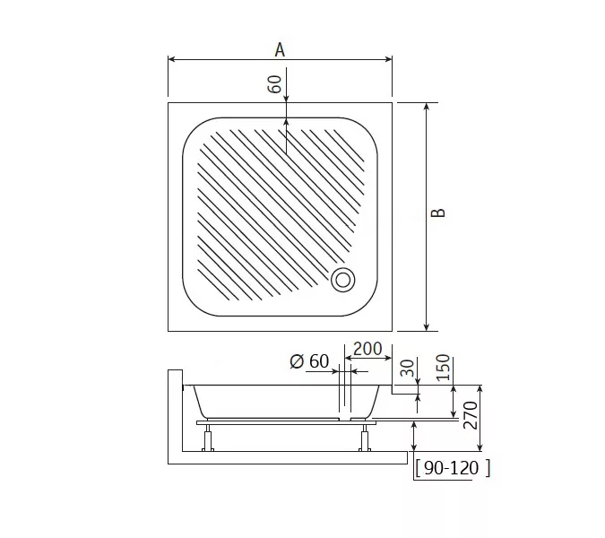 Душевой поддон квадратный RGW B/CL-S, Выбрать цвет: Белый, Выбрать размер: 900x900, изображение 2