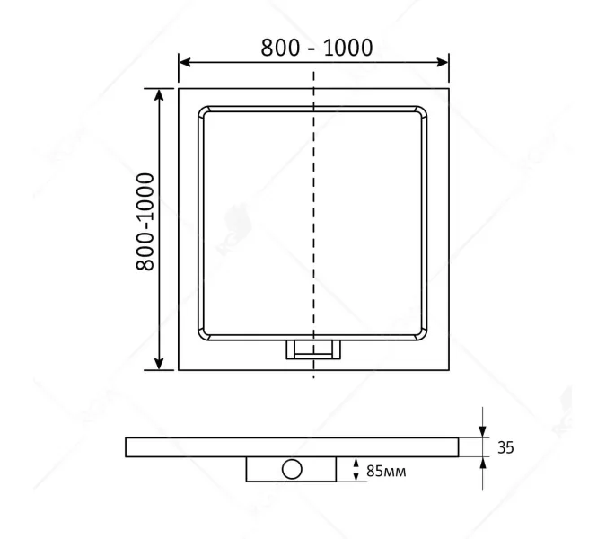 Душевой поддон квадратный RGW GWS-01, Выбрать размер: 900x900, изображение 2