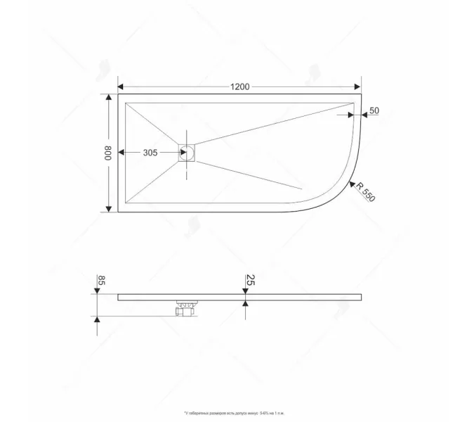 Душевой поддон асимметричный RGW ST/AL-G Графит, Выбрать цвет: Графит, Выбрать размер: 900х1200, Ориентация: Левая, изображение 3