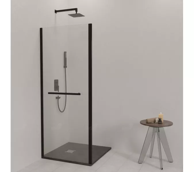 Боковая панель RGW Z-060-2B, Цвет стекла: прозрачное, Цвет профиля: Черный, Выбрать размер: 80