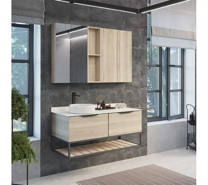 Тумба-умывальник Comforty Порто-120-1-/2 дуб дымчатый с белой столешницей c 1-2  раковиной Comforty 9110, Внешний вид: белая столешница, Высота (мм): 645, Выбрать цвет: Дуб дымчатый, Выбрать размер: 120, Комплектация: 1  раковина