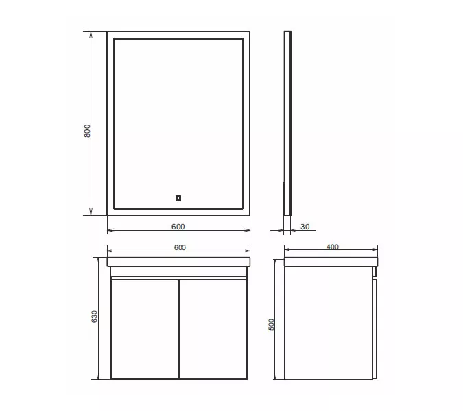 COMFORTY. Тумба-умывальник "Осло-60" дуб тёмно-коричневый с раковиной Fest 60, изображение 2