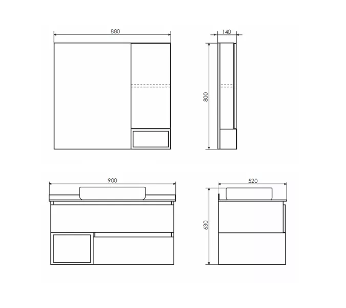 Тумба-умывальник Comforty Прага-90 дуб белый с графитовой столешницей с раковиной Comforty, Комплектация: раковина Comforty 78189, изображение 3