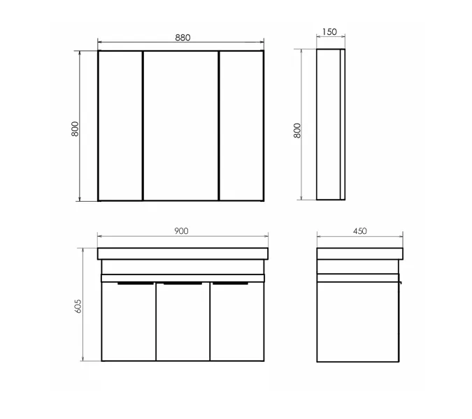 Тумба-умывальник Comforty Соло-70/90 дуб тёмно-коричневый с раковиной Адриана, Высота (мм): 605, Выбрать цвет: Дуб темно-коричневый, Выбрать размер: 90, изображение 2