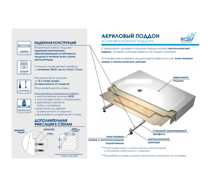 Душевой поддон прямоугольный RGW LUX/TN, Выбрать размер: 800x1000, изображение 4