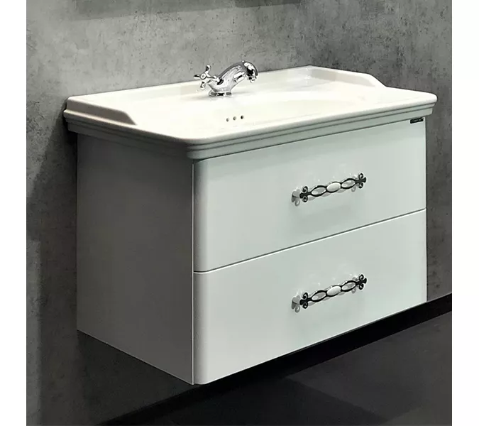 COMFORTY. Тумба-умывальник "Неаполь-65/80/100" белый глянец с раковиной COMFORTY, Выбрать размер: 65, Выбрать цвет: Белый глянец, Комплектация: раковина 50165