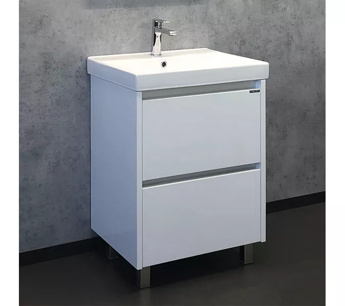 Тумба-умывальник Comforty  Дублин, Выбрать цвет: Белый глянец, Выбрать размер: 60, Комплектация: раковина Comforty 8056