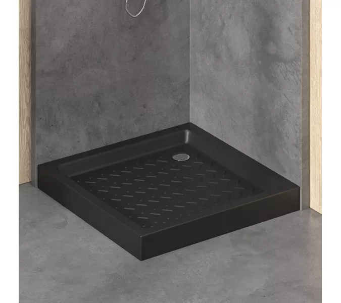 Душевой поддон квадратный керамический RGW CR B Черный  90х90, Выбрать цвет: Чёрный, Выбрать размер: 900x900