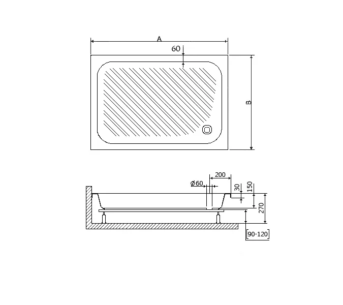 Душевой поддон прямоугольный RGW B/CL-S, Выбрать цвет: Белый, Выбрать размер: 900x1200, изображение 2