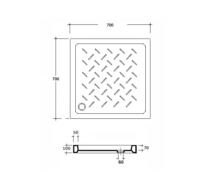 Душевой поддон квадратный керамический RGW CR, Выбрать цвет: Белый, Выбрать размер: 900x900, изображение 7