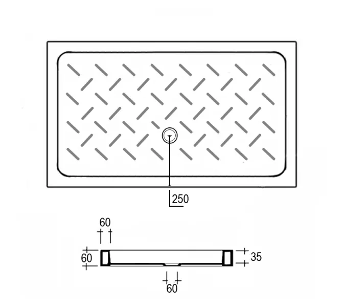 Душевой поддон прямоугольный керамический RGW CR высота 10 см, Выбрать размер: 700x1400, изображение 7