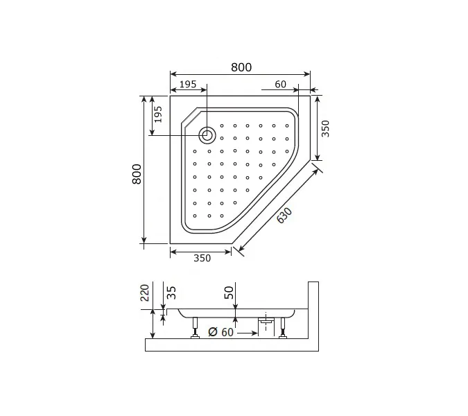 Душевой поддон трапеция RGW STYLE-TR, Выбрать цвет: Белый, Выбрать размер: 900х900, изображение 4