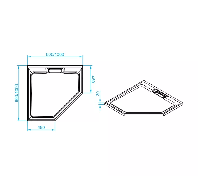 Душевой поддон трапеция RGW STA-61B Черный, Выбрать цвет: Чёрный, Выбрать размер: 900x900, изображение 4