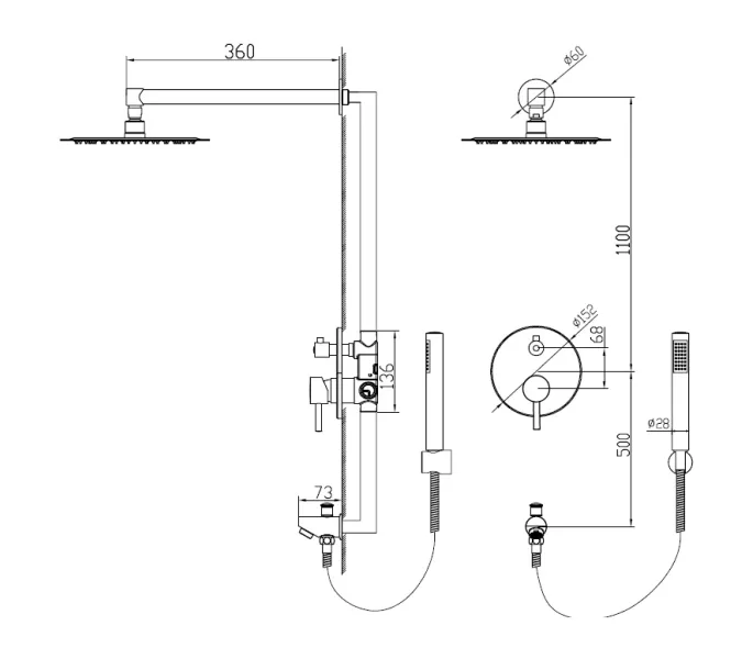 Душевая система встраиваемая RGW SP-52B, Выбрать цвет: Черный, изображение 7